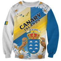 Personalized Islas Canarias Sweatshirt Coat Of Arms With Argyranthemum Frutescens