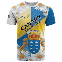 Personalized Islas Canarias T Shirt Coat Of Arms With Argyranthemum Frutescens