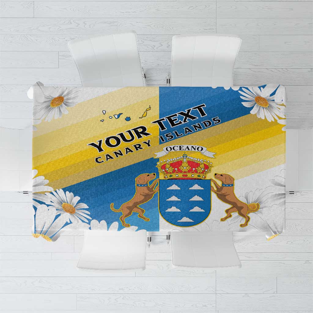 Personalized Islas Canarias Tablecloth Coat Of Arms With Argyranthemum Frutescens