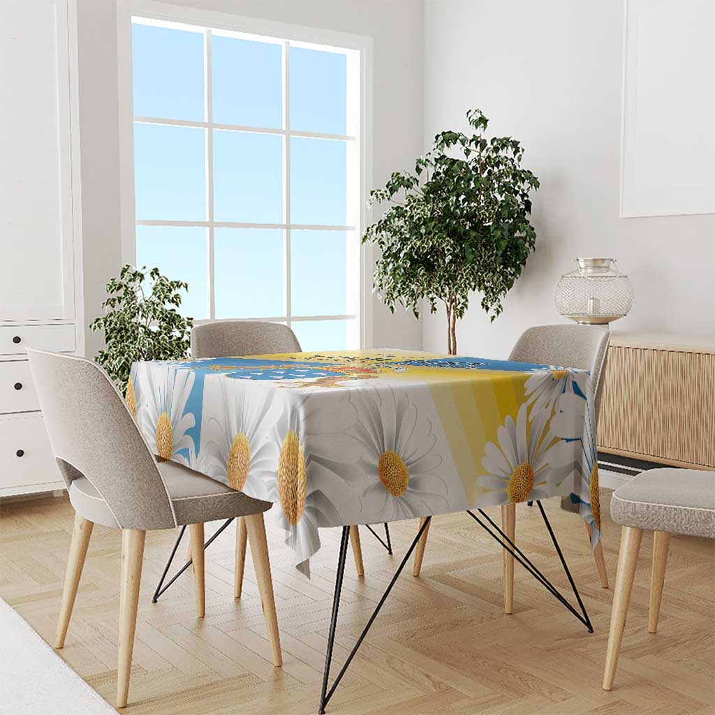 Personalized Islas Canarias Tablecloth Coat Of Arms With Argyranthemum Frutescens