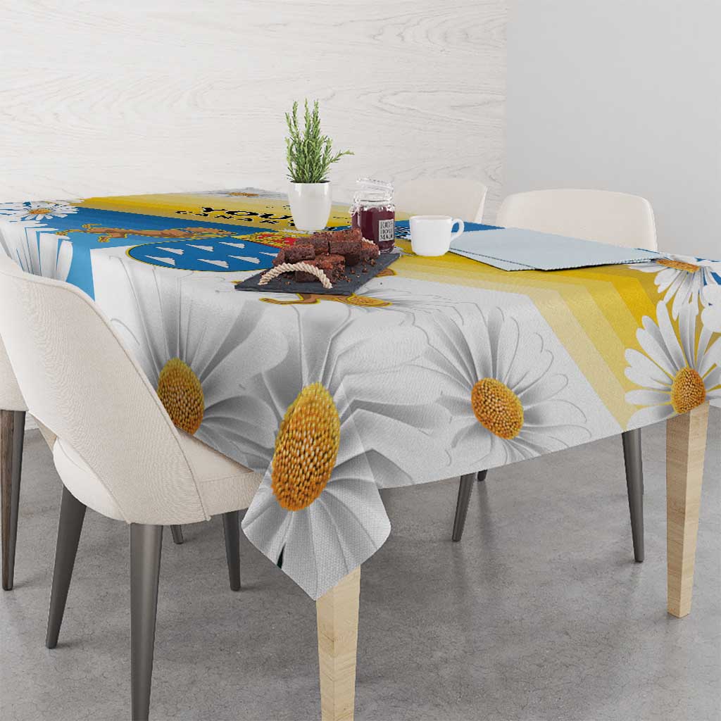 Personalized Islas Canarias Tablecloth Coat Of Arms With Argyranthemum Frutescens