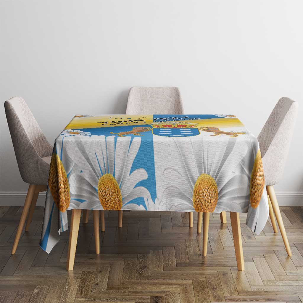 Personalized Islas Canarias Tablecloth Coat Of Arms With Argyranthemum Frutescens