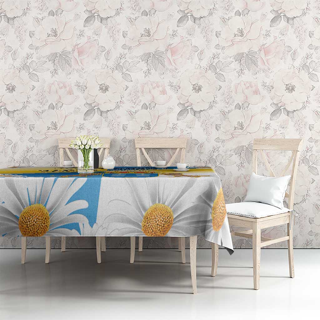 Personalized Islas Canarias Tablecloth Coat Of Arms With Argyranthemum Frutescens