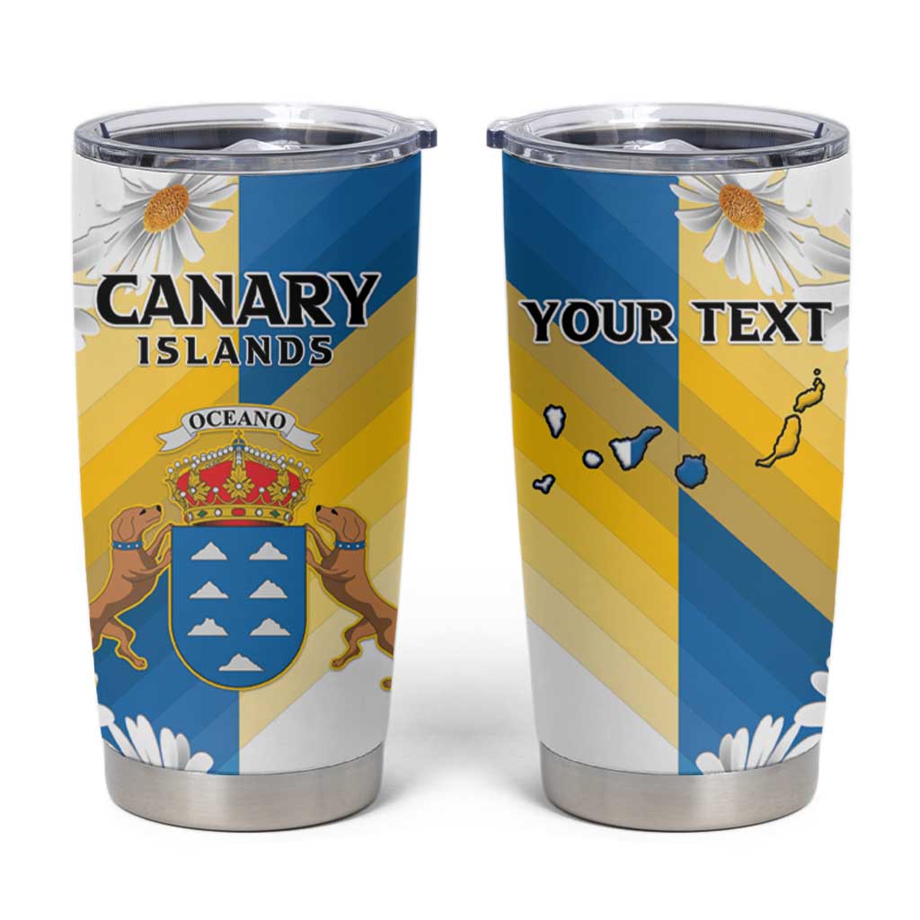 Personalized Islas Canarias Tumbler Cup Coat Of Arms With Argyranthemum Frutescens