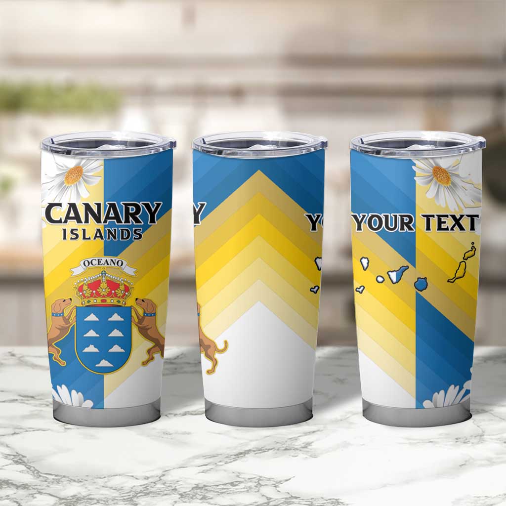 Personalized Islas Canarias Tumbler Cup Coat Of Arms With Argyranthemum Frutescens