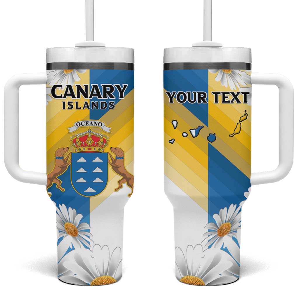 Personalized Islas Canarias Tumbler With Handle Coat Of Arms With Argyranthemum Frutescens