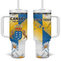 Personalized Islas Canarias Tumbler With Handle Coat Of Arms With Argyranthemum Frutescens