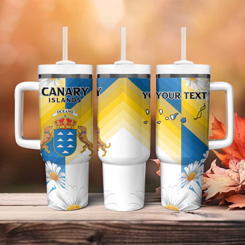 Personalized Islas Canarias Tumbler With Handle Coat Of Arms With Argyranthemum Frutescens
