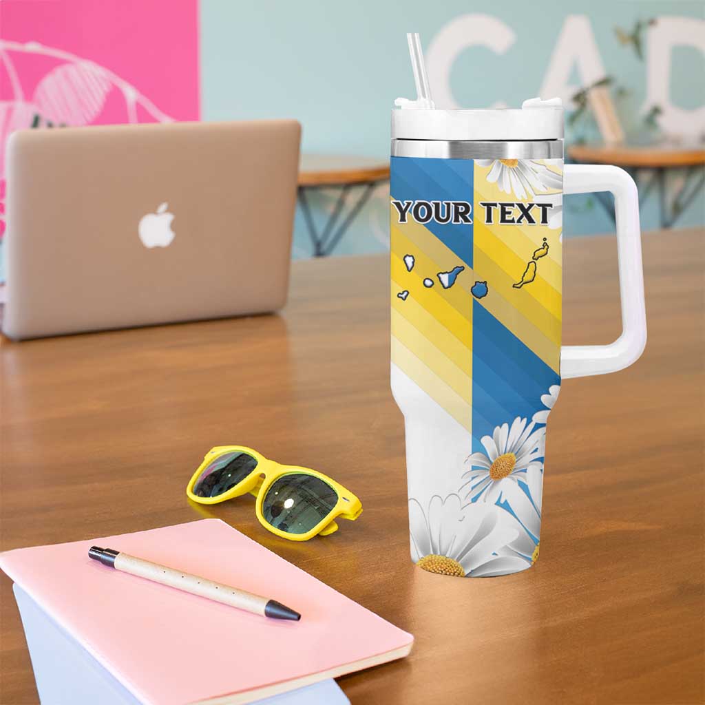 Personalized Islas Canarias Tumbler With Handle Coat Of Arms With Argyranthemum Frutescens