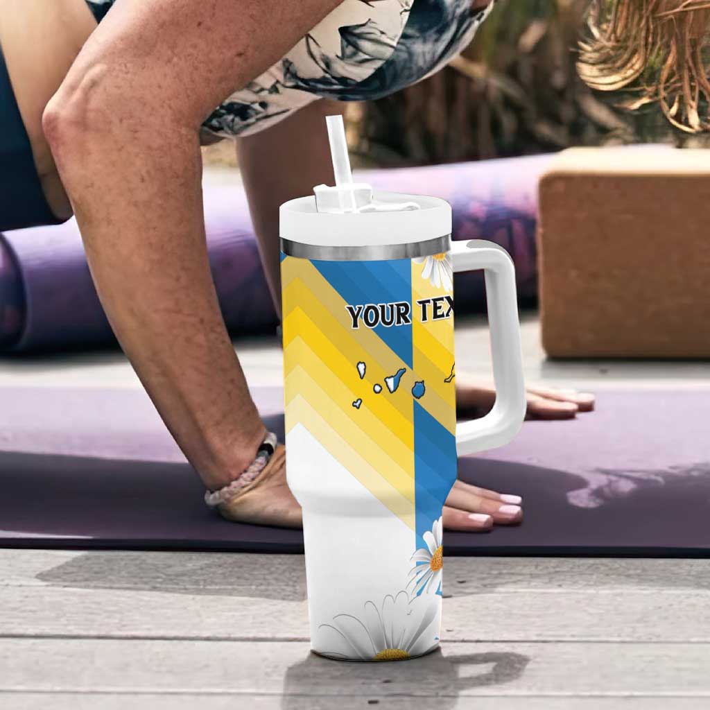 Personalized Islas Canarias Tumbler With Handle Coat Of Arms With Argyranthemum Frutescens