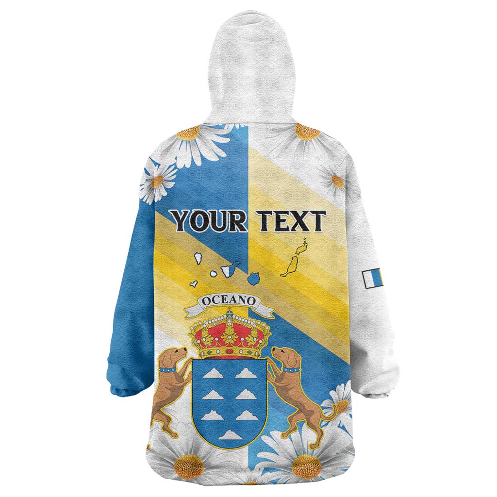 Personalized Islas Canarias Wearable Blanket Hoodie Coat Of Arms With Argyranthemum Frutescens