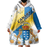 Personalized Islas Canarias Wearable Blanket Hoodie Coat Of Arms With Argyranthemum Frutescens