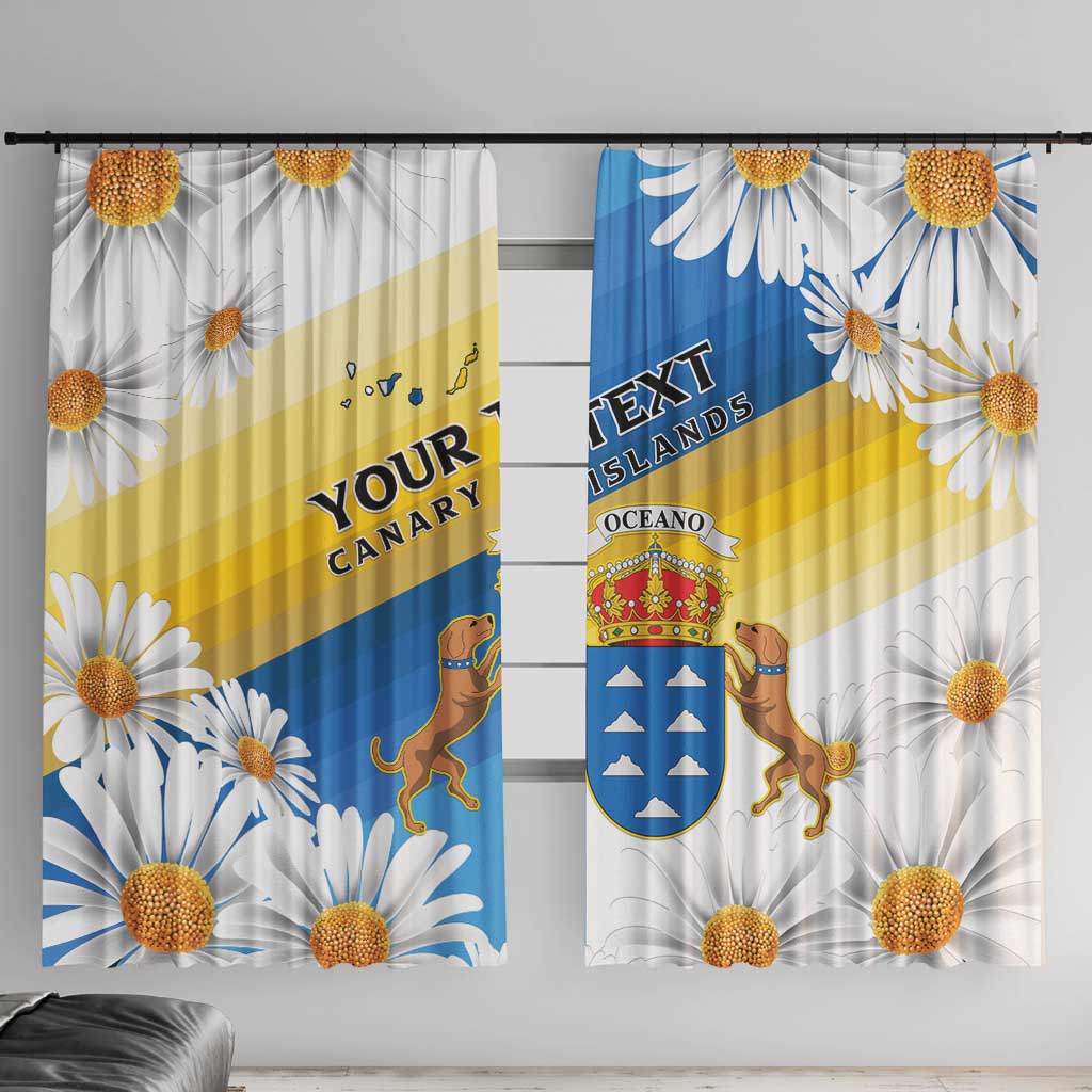 Personalized Islas Canarias Window Curtain Coat Of Arms With Argyranthemum Frutescens