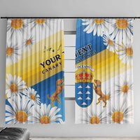 Personalized Islas Canarias Window Curtain Coat Of Arms With Argyranthemum Frutescens