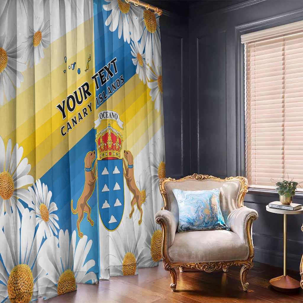 Personalized Islas Canarias Window Curtain Coat Of Arms With Argyranthemum Frutescens