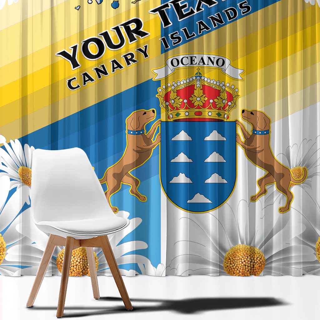 Personalized Islas Canarias Window Curtain Coat Of Arms With Argyranthemum Frutescens