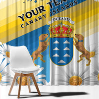 Personalized Islas Canarias Window Curtain Coat Of Arms With Argyranthemum Frutescens