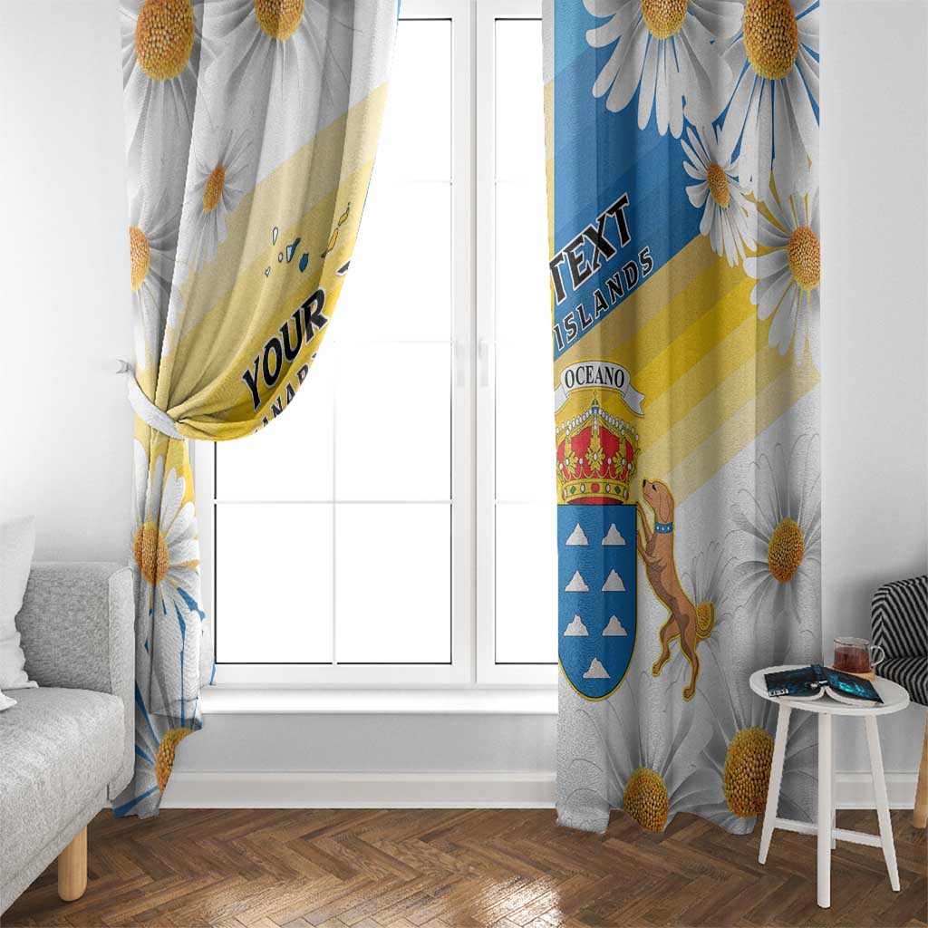 Personalized Islas Canarias Window Curtain Coat Of Arms With Argyranthemum Frutescens