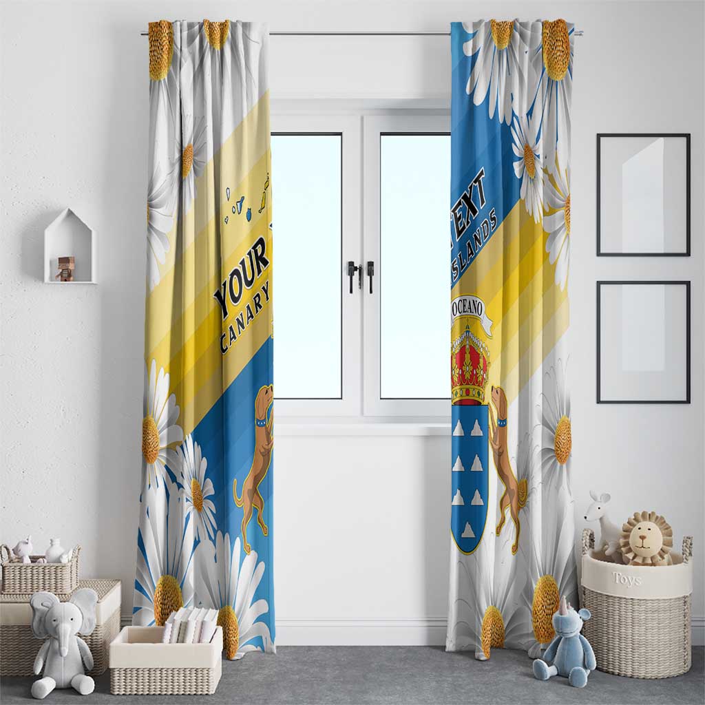 Personalized Islas Canarias Window Curtain Coat Of Arms With Argyranthemum Frutescens