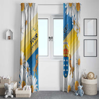 Personalized Islas Canarias Window Curtain Coat Of Arms With Argyranthemum Frutescens