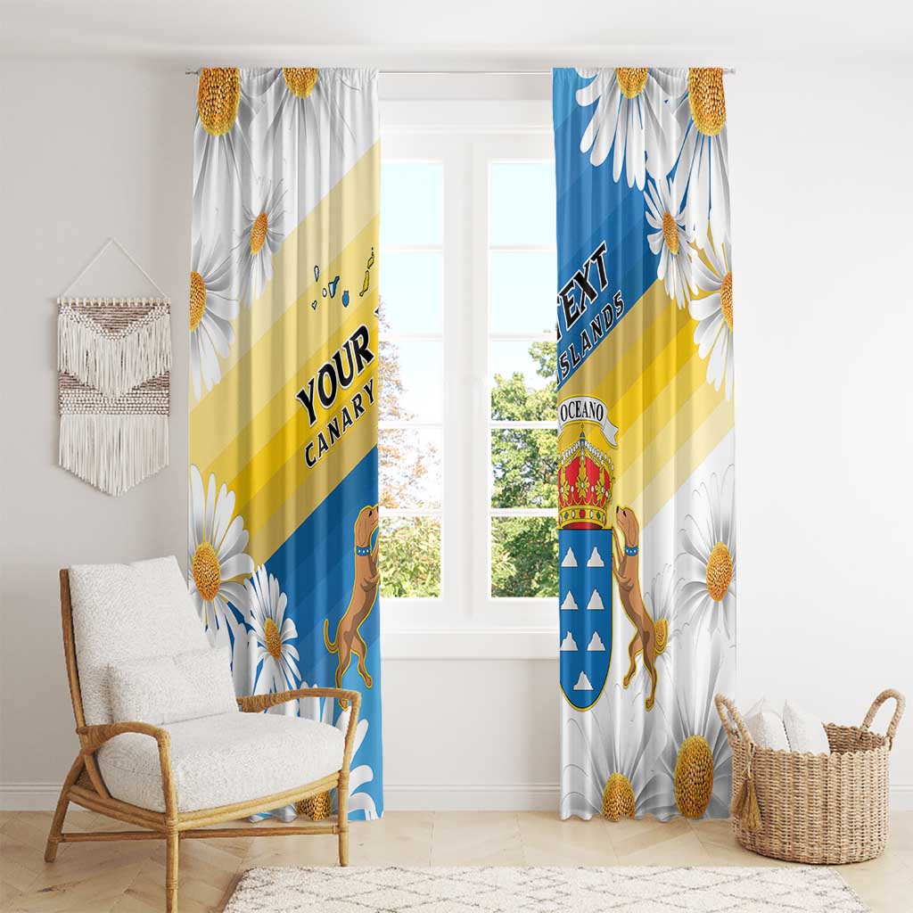 Personalized Islas Canarias Window Curtain Coat Of Arms With Argyranthemum Frutescens