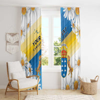 Personalized Islas Canarias Window Curtain Coat Of Arms With Argyranthemum Frutescens