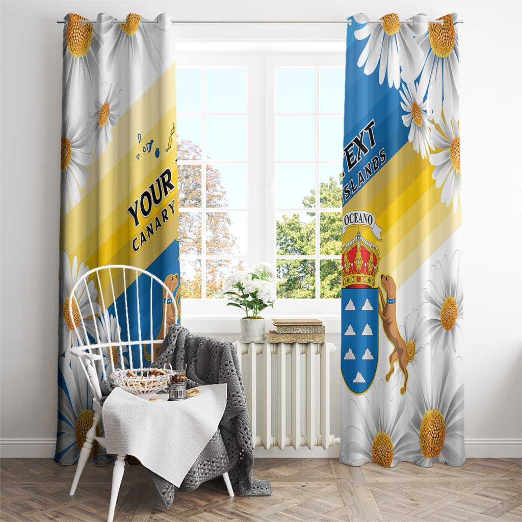 Personalized Islas Canarias Window Curtain Coat Of Arms With Argyranthemum Frutescens