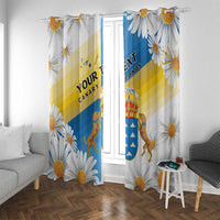 Personalized Islas Canarias Window Curtain Coat Of Arms With Argyranthemum Frutescens