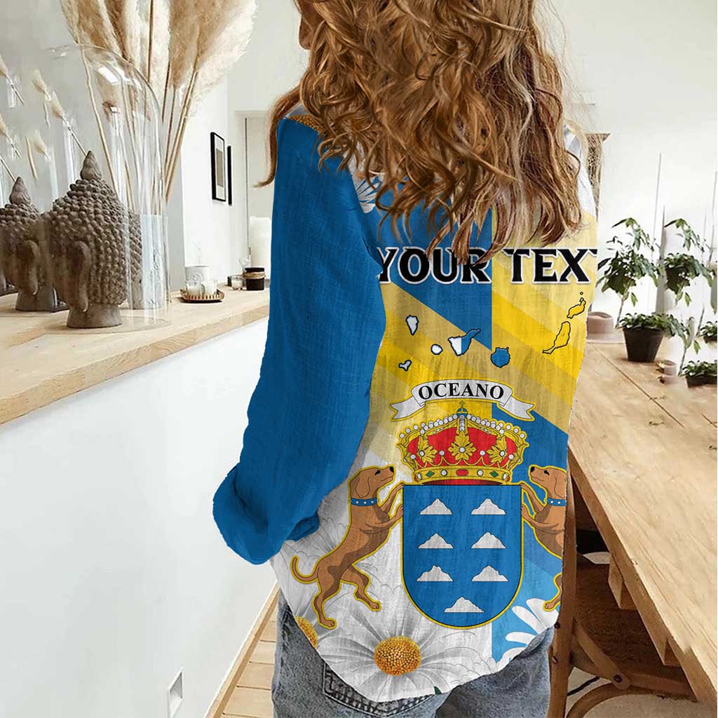 Personalized Islas Canarias Women Casual Shirt Coat Of Arms With Argyranthemum Frutescens