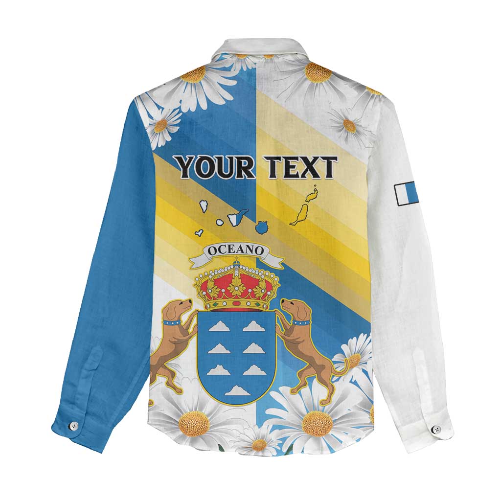 Personalized Islas Canarias Women Casual Shirt Coat Of Arms With Argyranthemum Frutescens