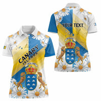 Personalized Islas Canarias Women Polo Shirt Coat Of Arms With Argyranthemum Frutescens