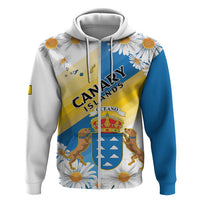 Personalized Islas Canarias Zip Hoodie Coat Of Arms With Argyranthemum Frutescens