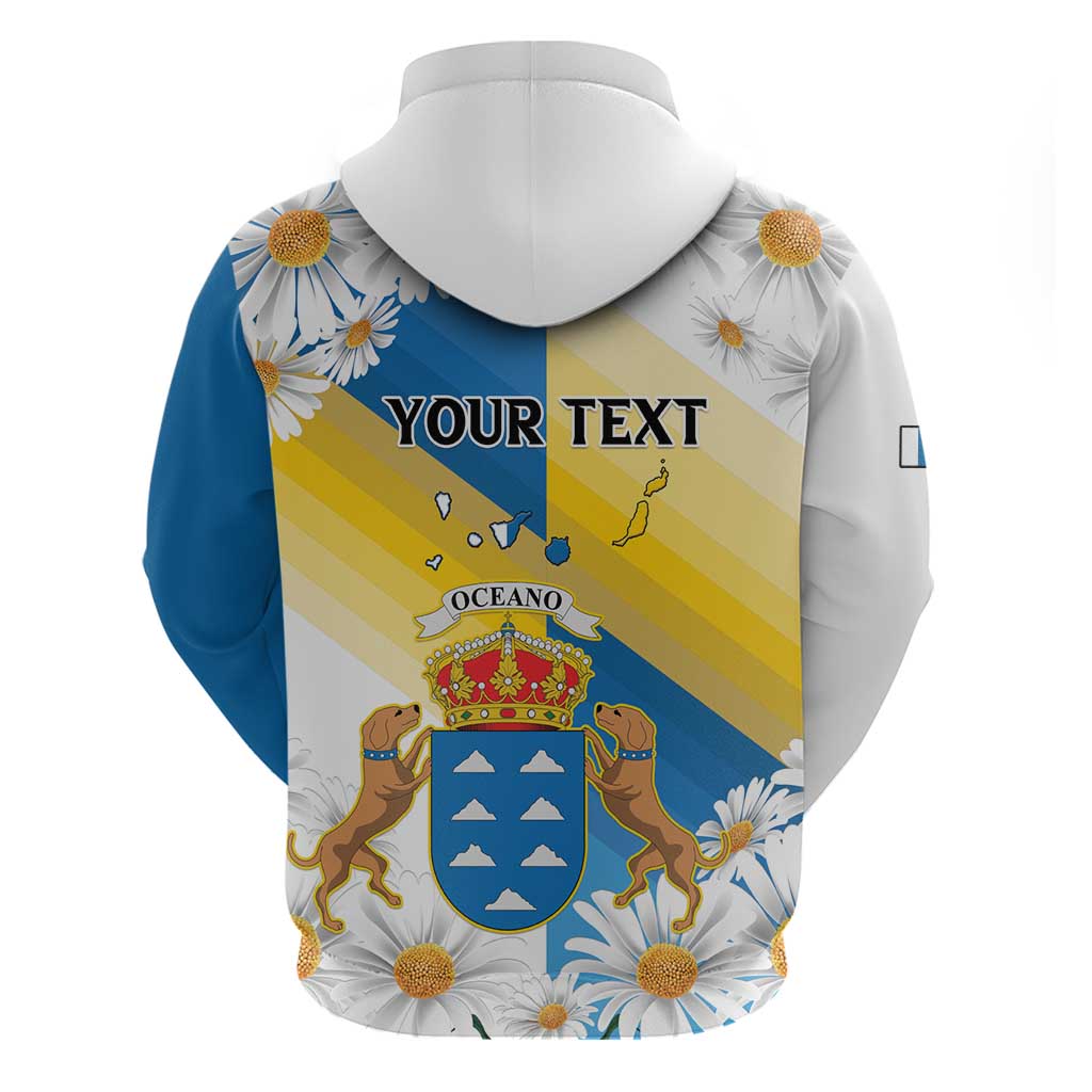 Personalized Islas Canarias Zip Hoodie Coat Of Arms With Argyranthemum Frutescens