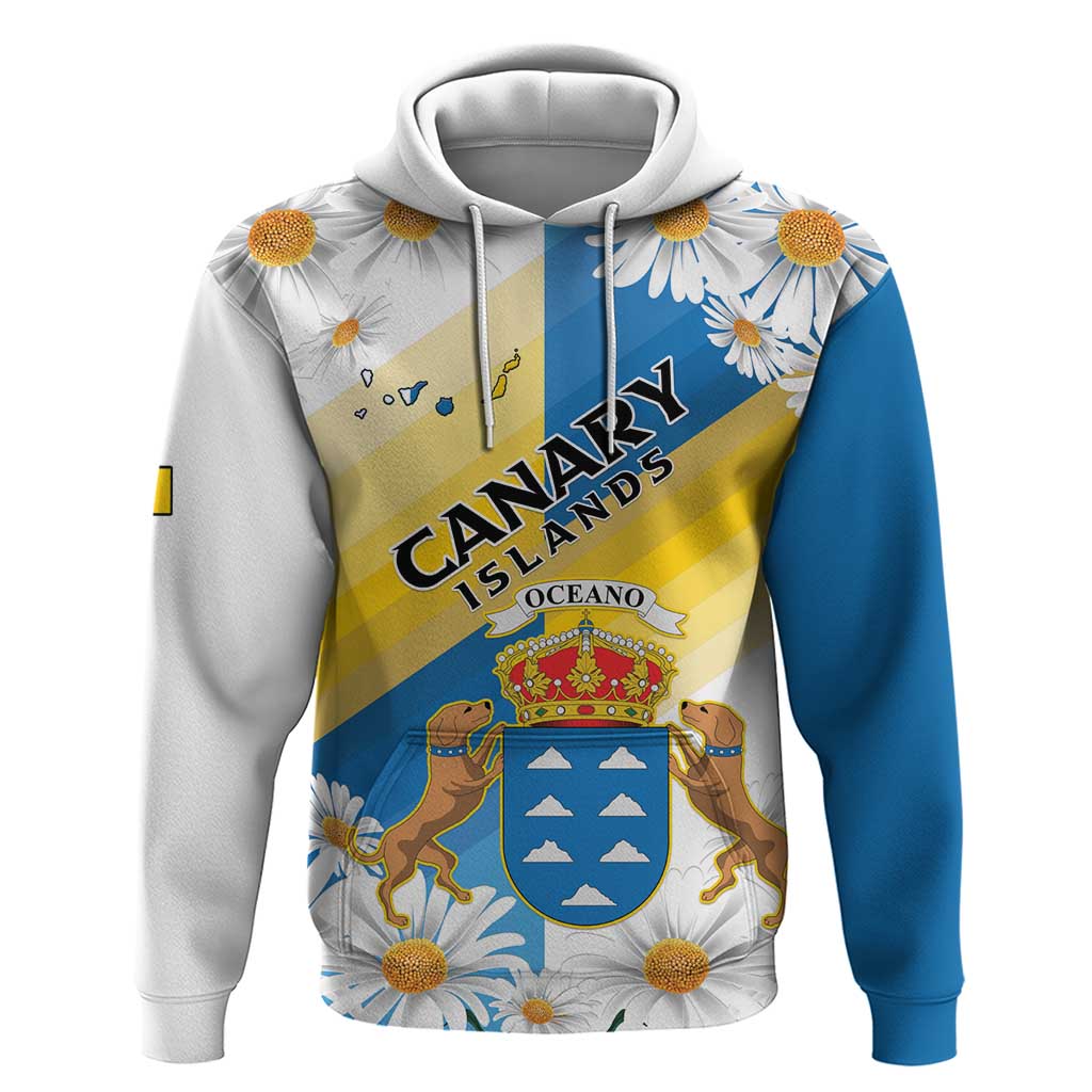Personalized Islas Canarias Zip Hoodie Coat Of Arms With Argyranthemum Frutescens