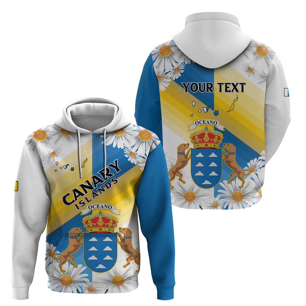 Personalized Islas Canarias Zip Hoodie Coat Of Arms With Argyranthemum Frutescens