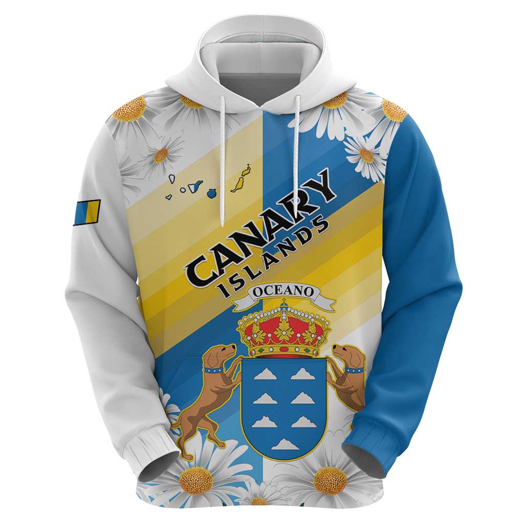 Personalized Islas Canarias Zip Hoodie Coat Of Arms With Argyranthemum Frutescens