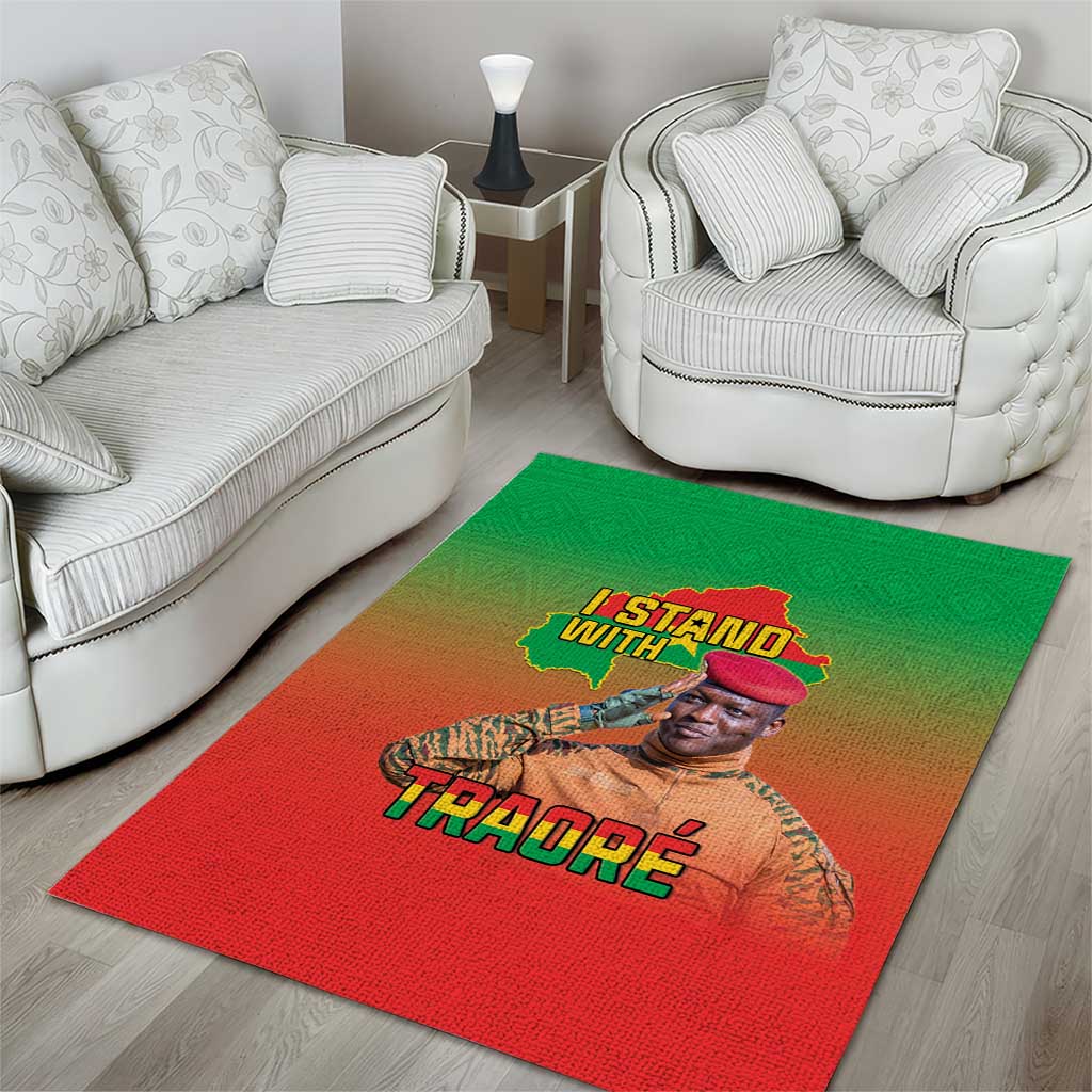 I Stand With Traore Area Rug Burkina Faso Flag Map - African Pattern