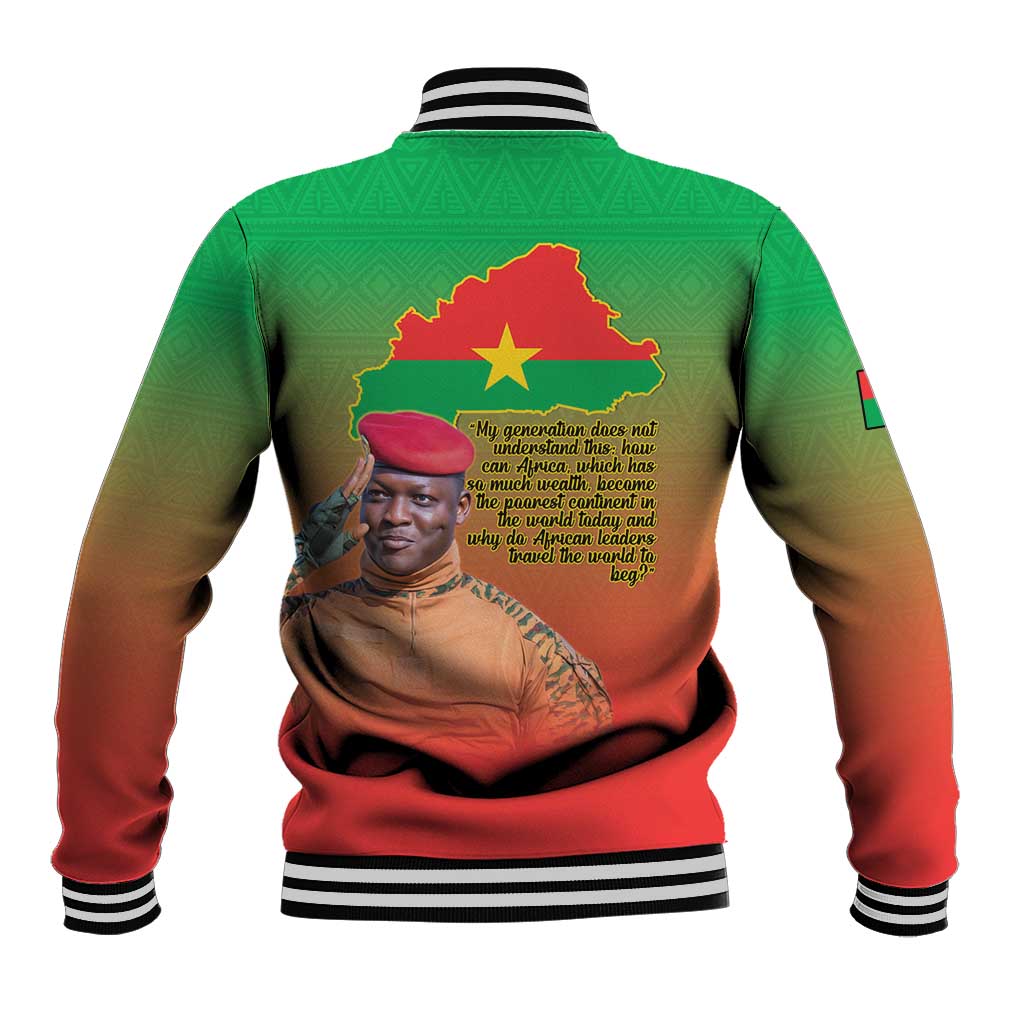I Stand With Traore Baseball Jacket Burkina Faso Flag Map - African Pattern