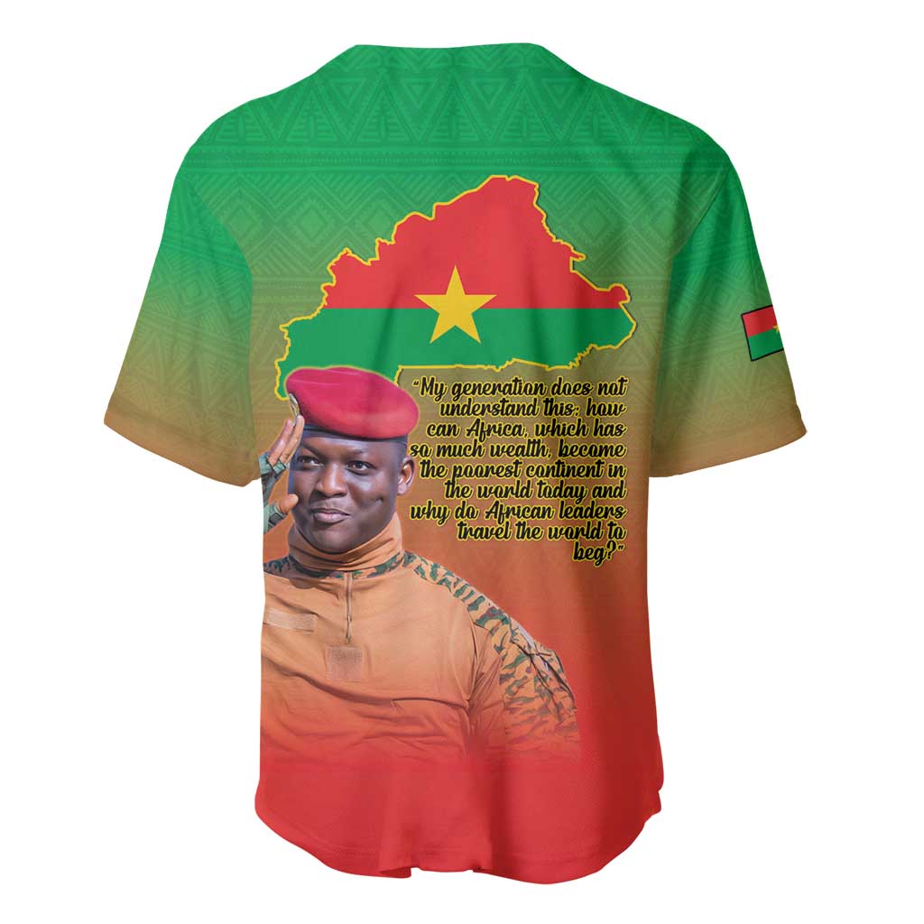 I Stand With Traore Baseball Jersey Burkina Faso Flag Map - African Pattern
