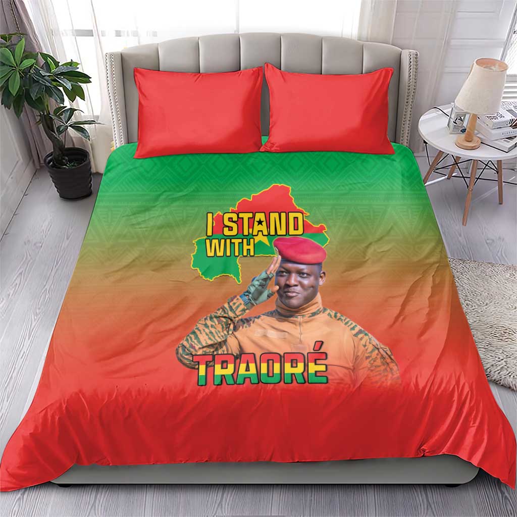 I Stand With Traore Bedding Set Burkina Faso Flag Map - African Pattern