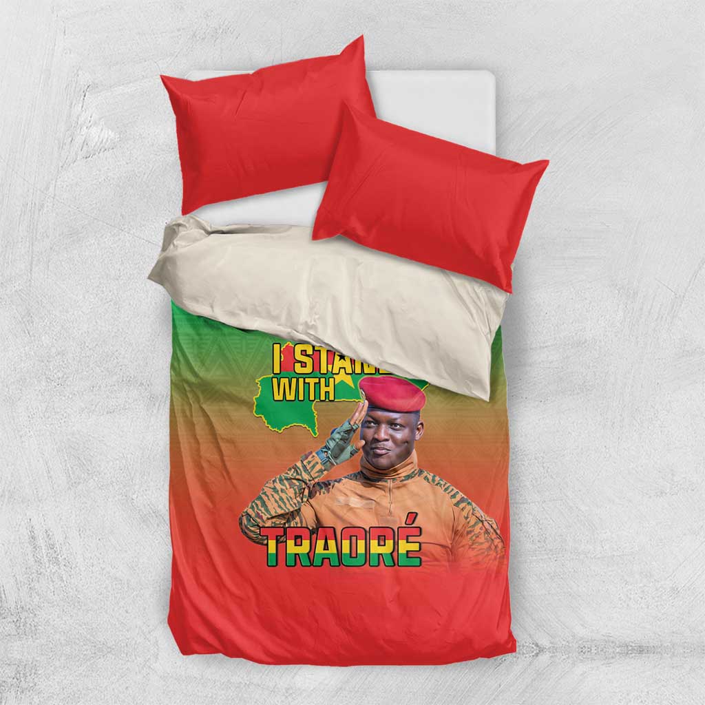 I Stand With Traore Bedding Set Burkina Faso Flag Map - African Pattern