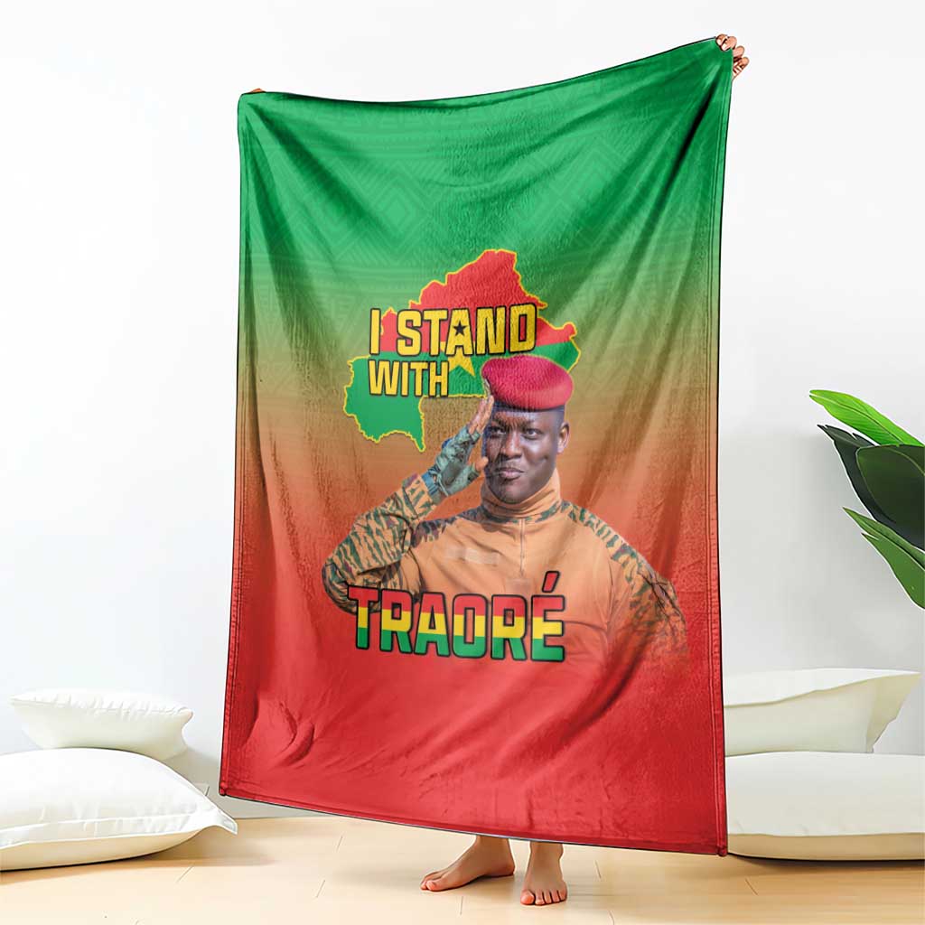 I Stand With Traore Blanket Burkina Faso Flag Map - African Pattern
