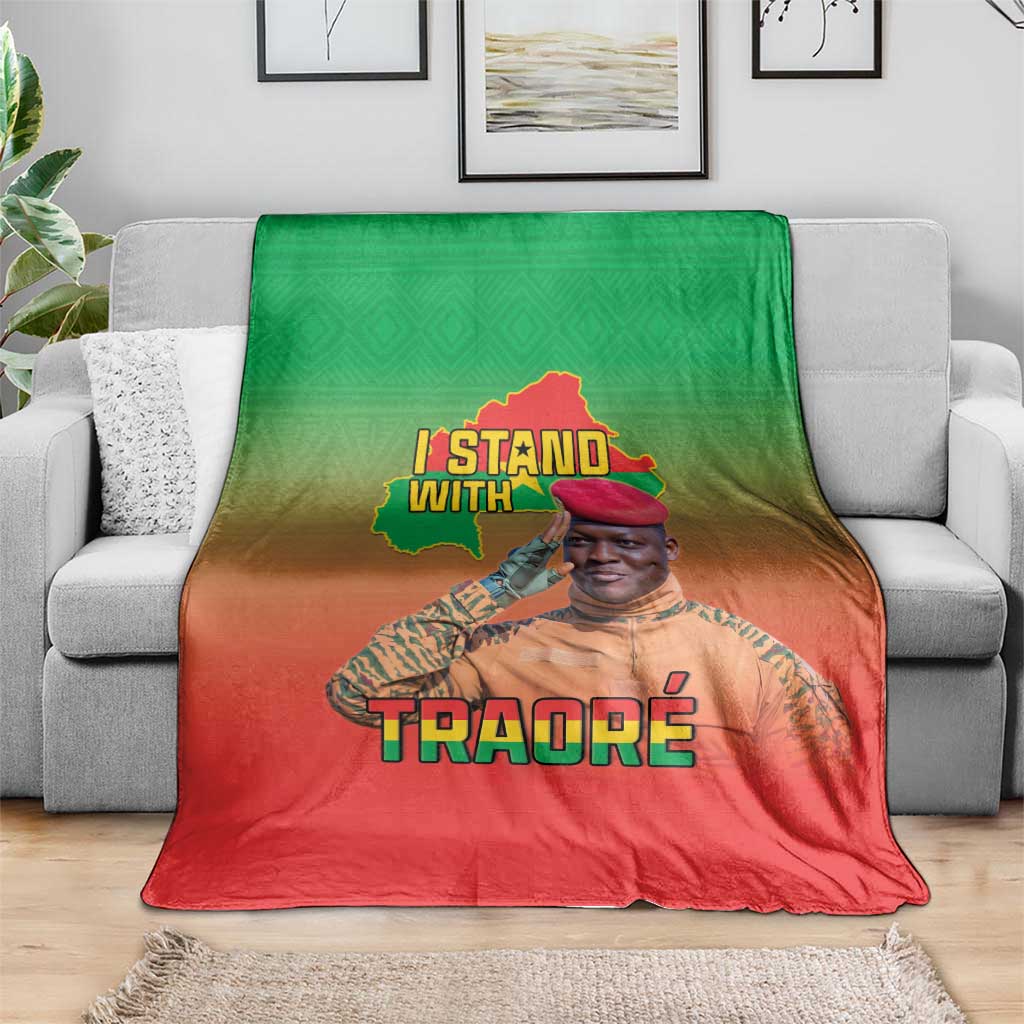 I Stand With Traore Blanket Burkina Faso Flag Map - African Pattern