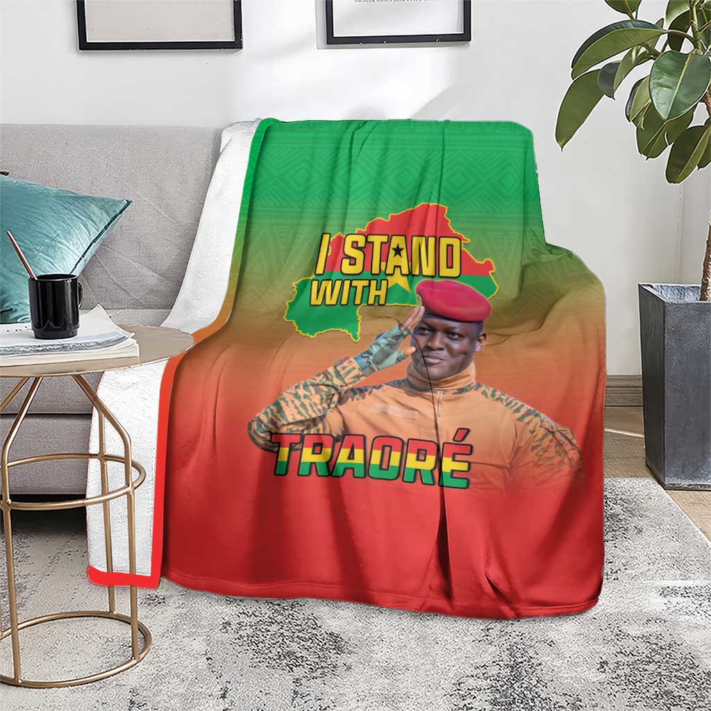 I Stand With Traore Blanket Burkina Faso Flag Map - African Pattern