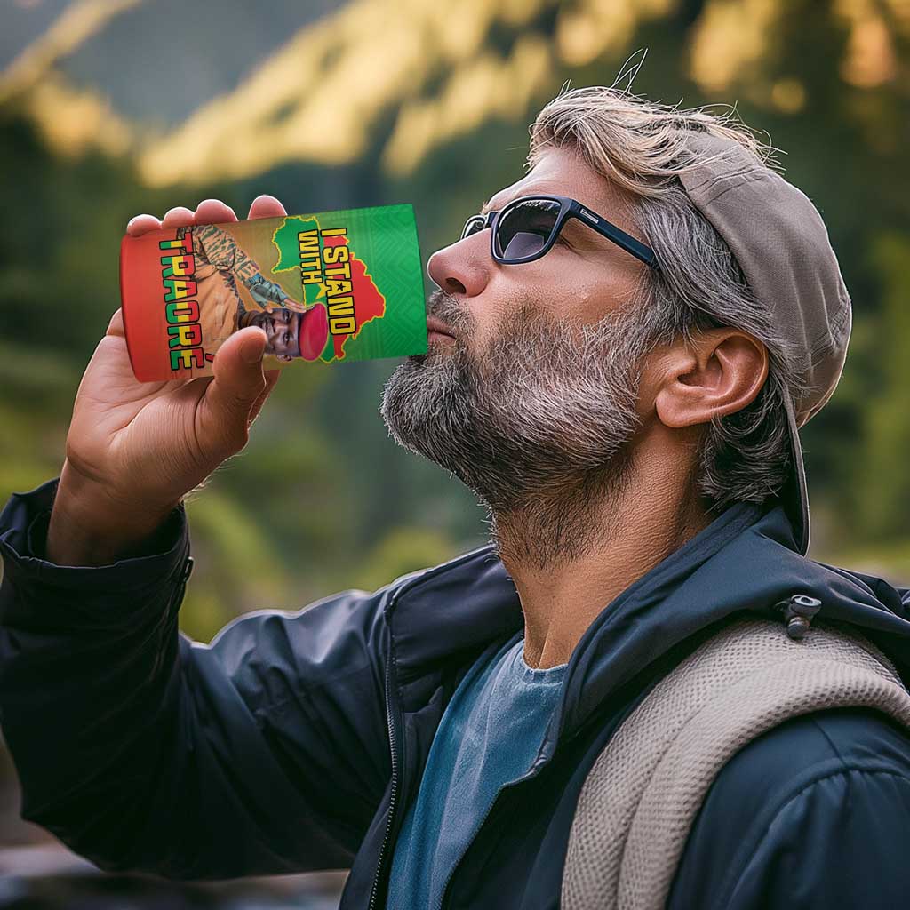 I Stand With Traore 4 in 1 Can Cooler Tumbler Burkina Faso Flag Map - African Pattern