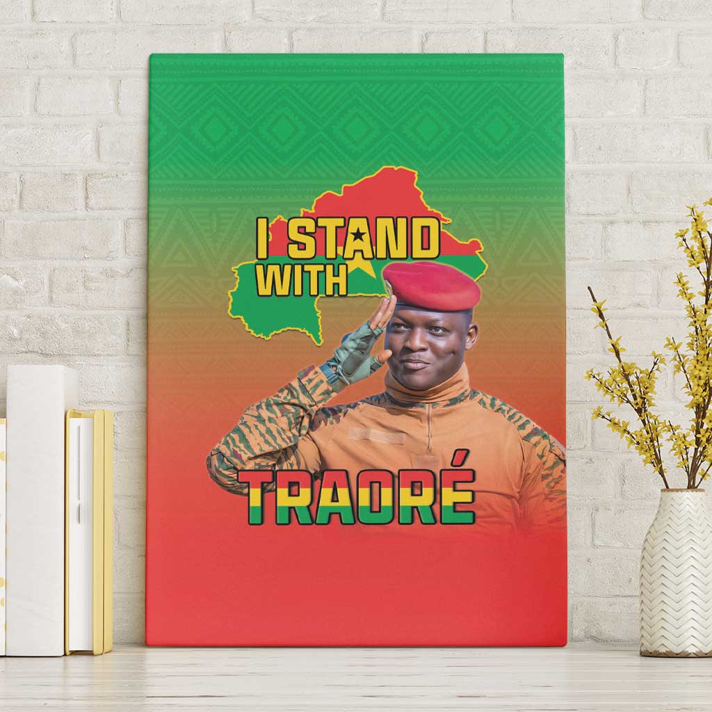 I Stand With Traore Canvas Wall Art Burkina Faso Flag Map - African Pattern