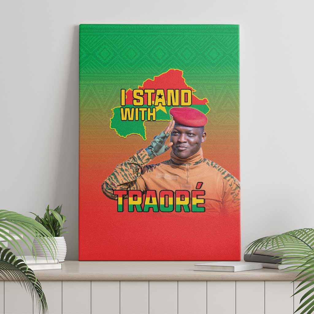 I Stand With Traore Canvas Wall Art Burkina Faso Flag Map - African Pattern