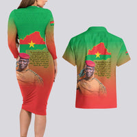 I Stand With Traore Couples Matching Long Sleeve Bodycon Dress and Hawaiian Shirt Burkina Faso Flag Map - African Pattern