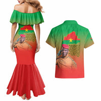 I Stand With Traore Couples Matching Mermaid Dress and Hawaiian Shirt Burkina Faso Flag Map - African Pattern