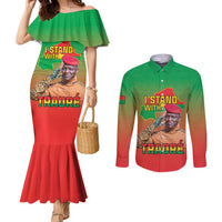 I Stand With Traore Couples Matching Mermaid Dress and Long Sleeve Button Shirt Burkina Faso Flag Map - African Pattern